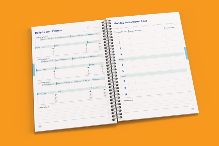 customised daily lesson planner pages