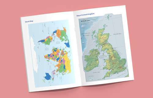 school exercise book page with geography pages