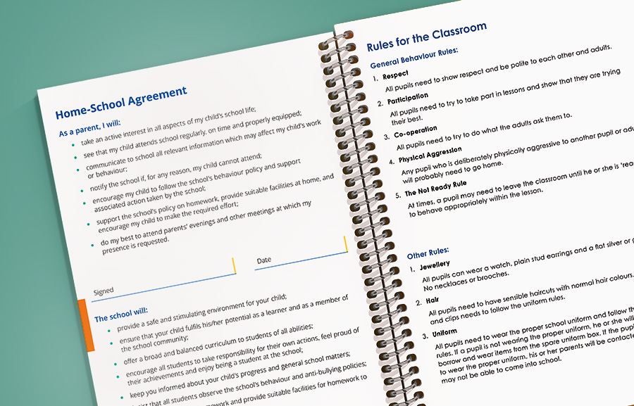 make a school planner that includes school policies