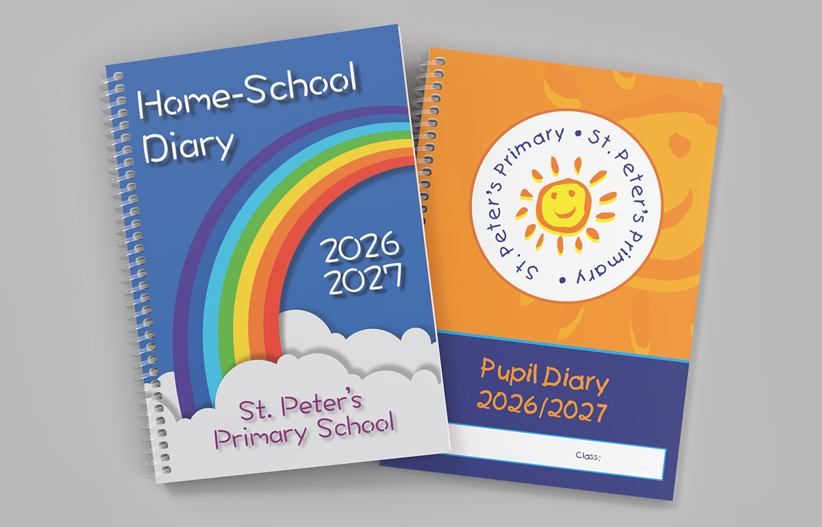 custom printed pupil planners with illustrated front covers
