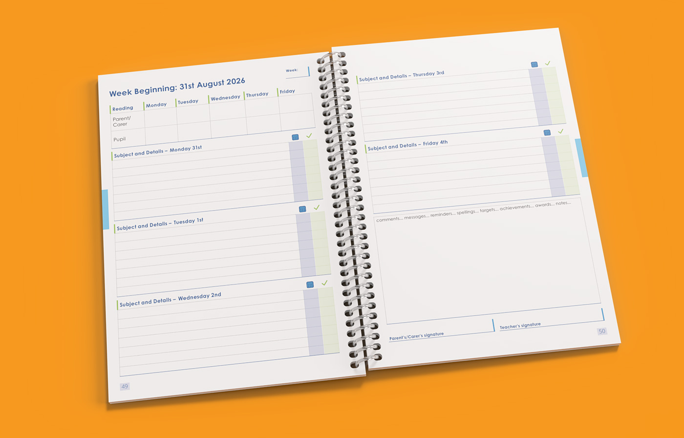 homework diary planner primary school planners