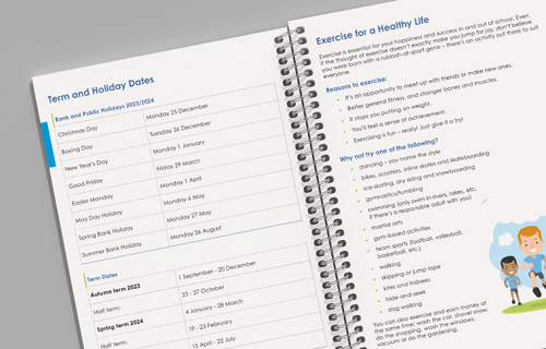 Example of information pages for primary planner