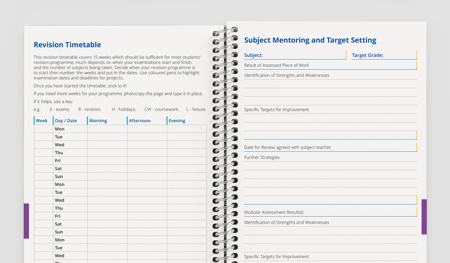 student planners learning and progress pages
