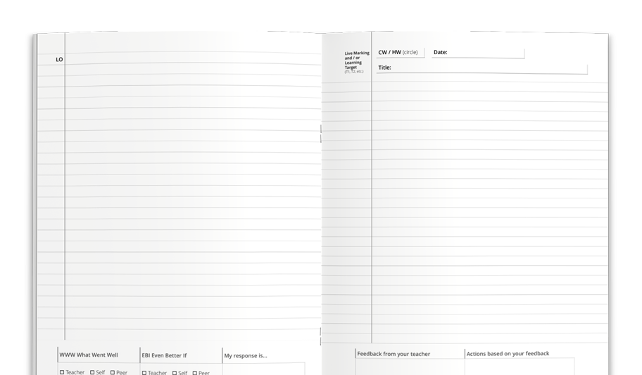 Smarting marking pages inside custom exercise book