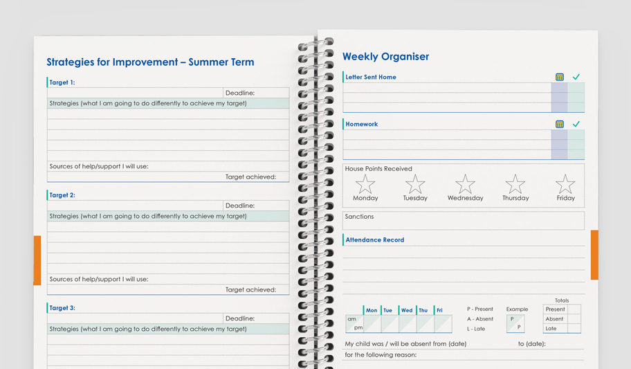 learning support pages inside a custom sen planner