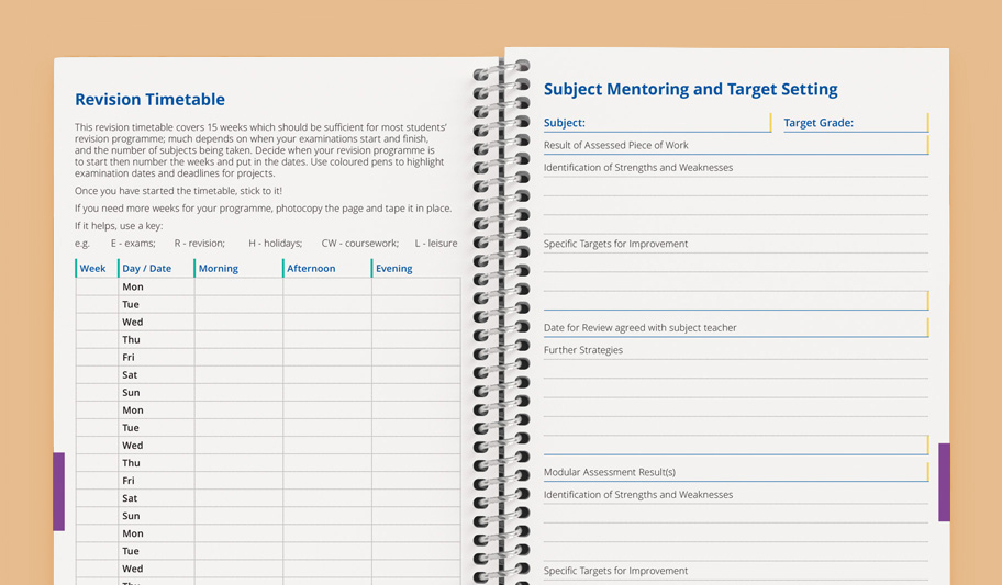 timetable pages inside student planner