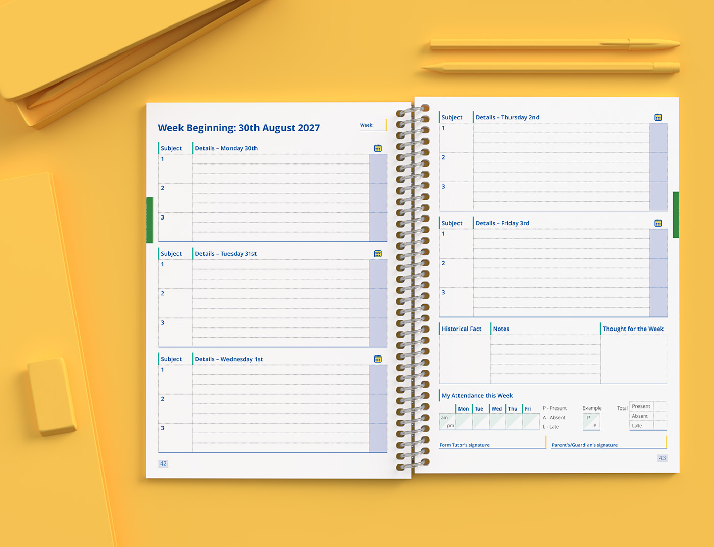 secondary planner diary
